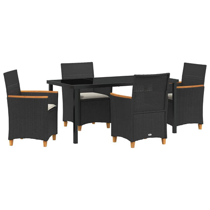 Set da Pranzo per Giardino 5 pcs Nero polyrattan - homemem39
