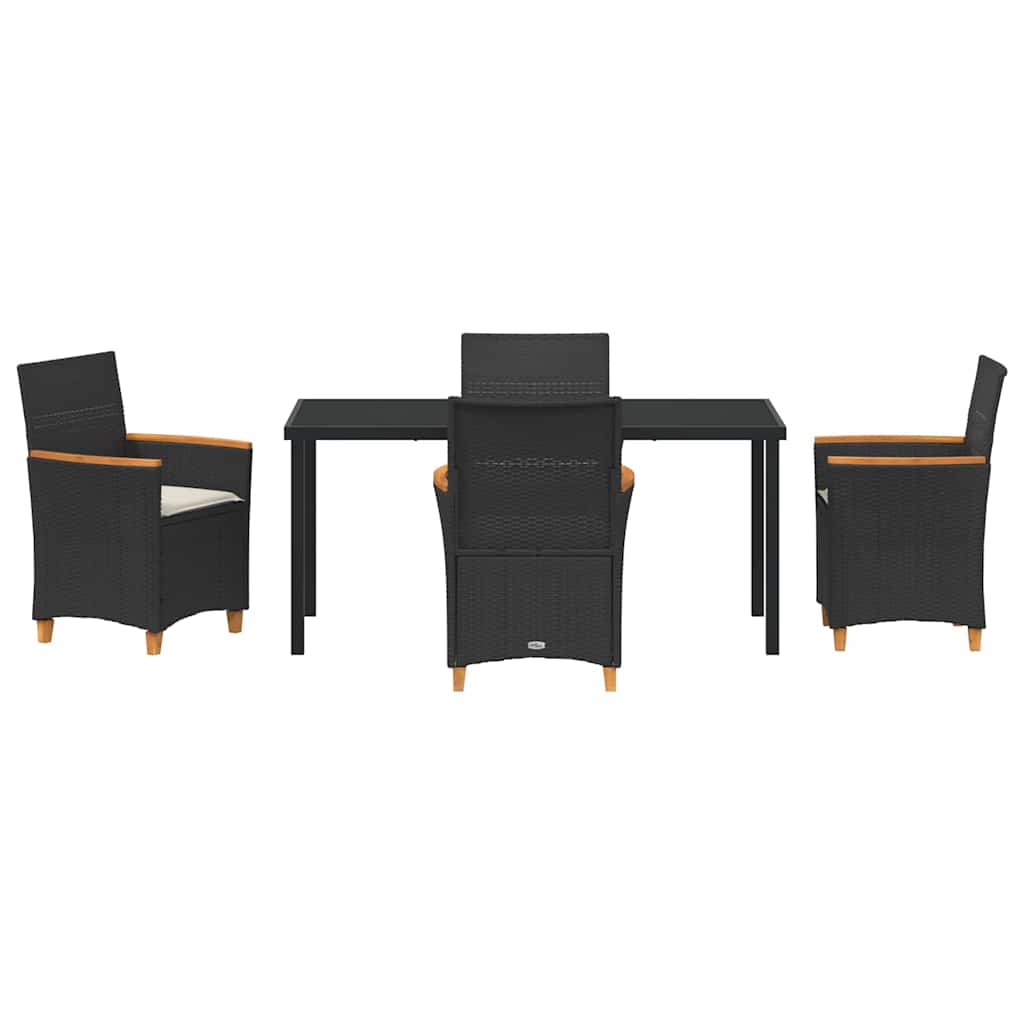 Set da Pranzo per Giardino 5 pcs Nero polyrattan - homemem39