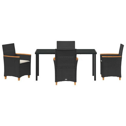 Set da Pranzo per Giardino 5 pcs Nero polyrattan - homemem39