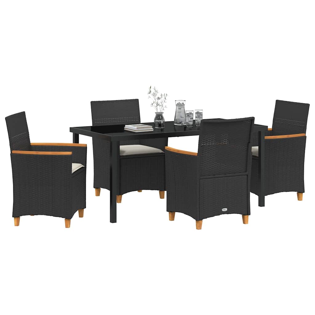 Set da Pranzo per Giardino 5 pcs Nero polyrattan - homemem39