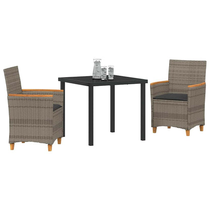 Set da Pranzo per Giardino 3 pcs Grigio polyrattan - homemem39
