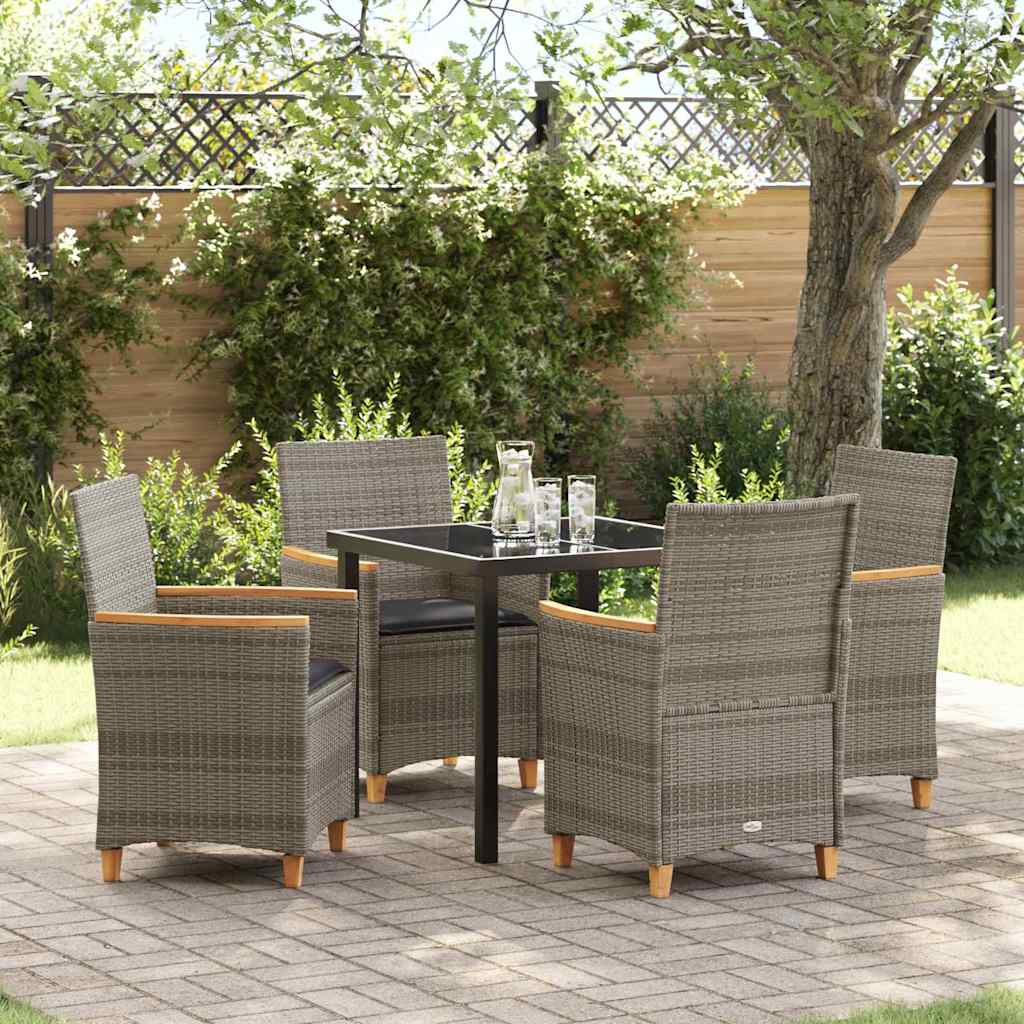 Set da Pranzo per Giardino 5 pcs Grigio polyrattan - homemem39
