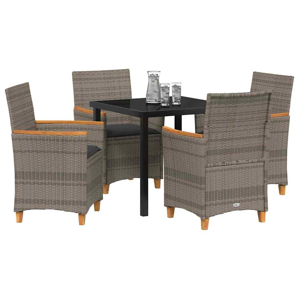 Set da Pranzo per Giardino 5 pcs Grigio polyrattan - homemem39