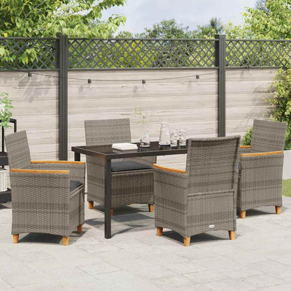 Set da Pranzo per Giardino 5 pcs Grigio polyrattan - homemem39