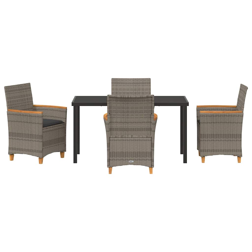 Set da Pranzo per Giardino 5 pcs Grigio polyrattan - homemem39