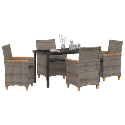 Set da Pranzo per Giardino 5 pcs Grigio polyrattan - homemem39