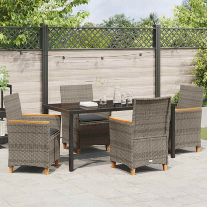 Set da Pranzo per Giardino 5 pcs Grigio polyrattan - homemem39