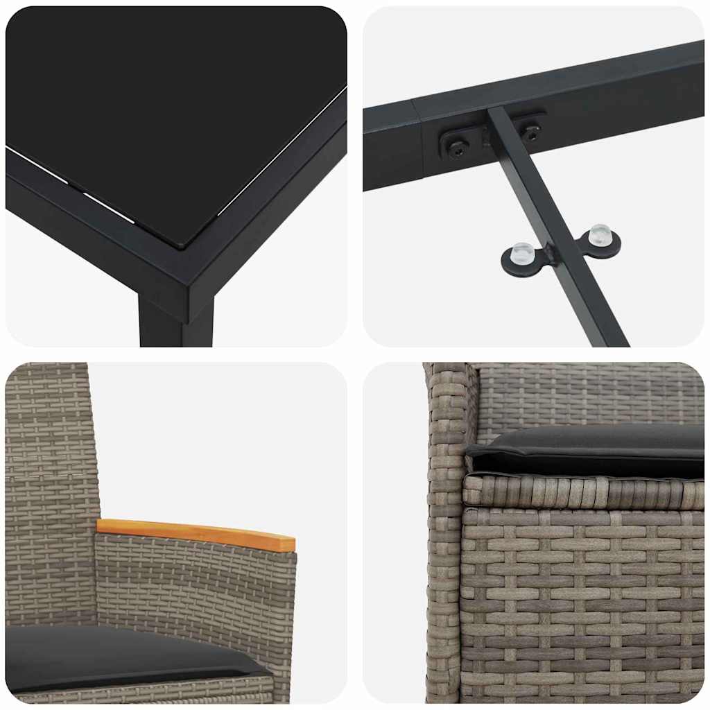 Set da Pranzo per Giardino 7 pcs Grigio polyrattan - homemem39