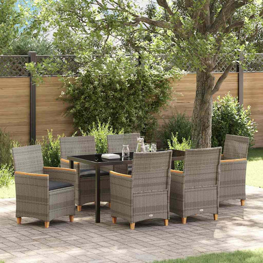 Set da Pranzo per Giardino 7 pcs Grigio polyrattan - homemem39