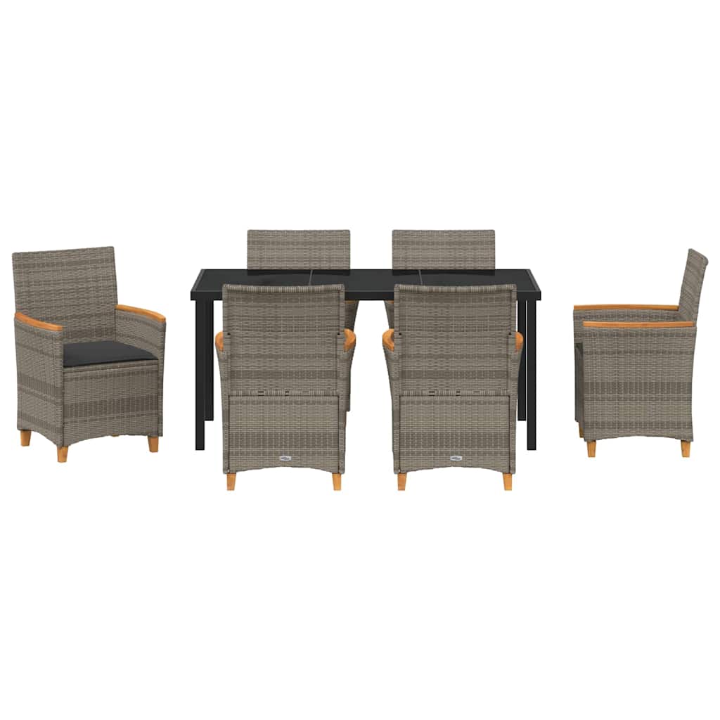 Set da Pranzo per Giardino 7 pcs Grigio polyrattan - homemem39