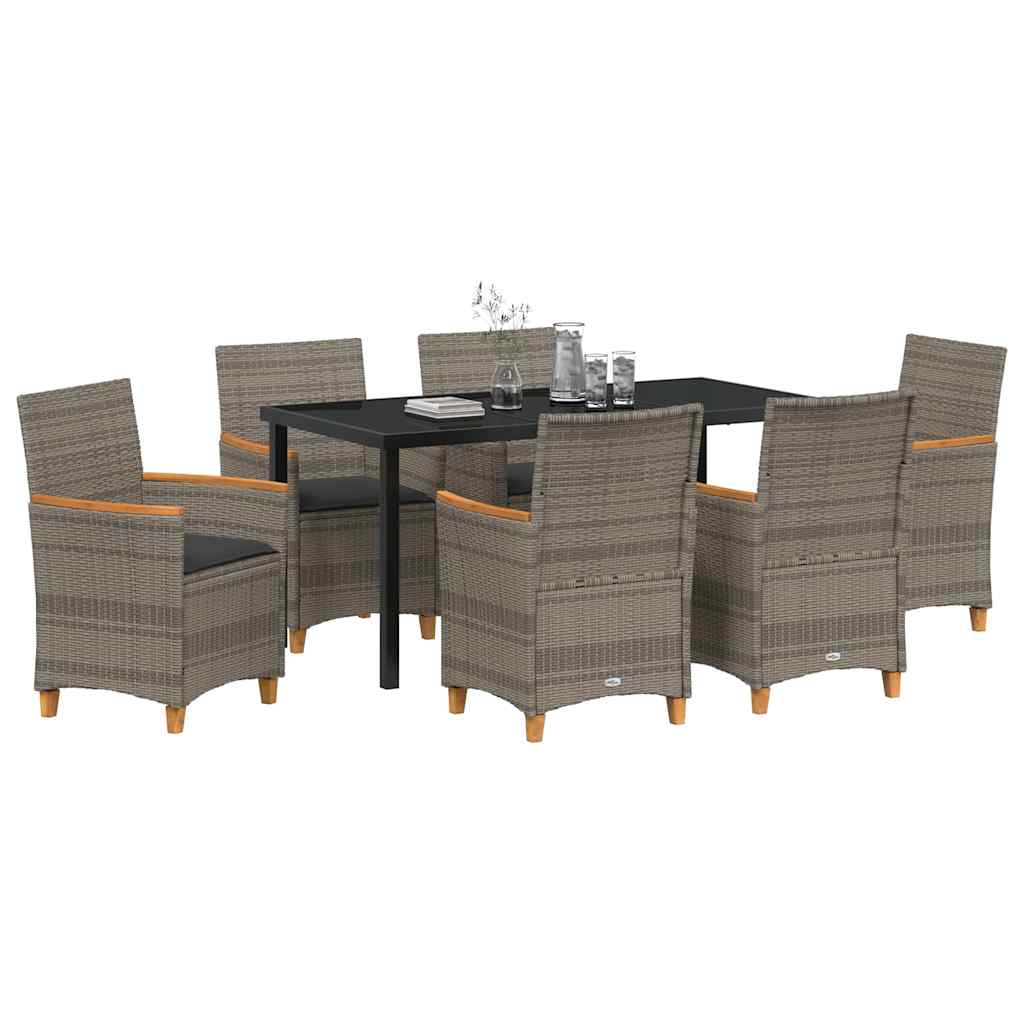 Set da Pranzo per Giardino 7 pcs Grigio polyrattan - homemem39