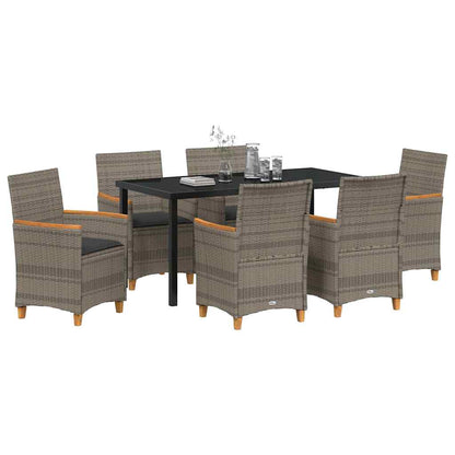 Set da Pranzo per Giardino 7 pcs Grigio polyrattan - homemem39