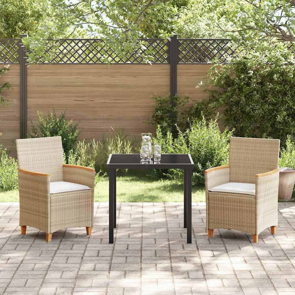 Set da Pranzo per Giardino 3 pcs Beige polyrattan - homemem39