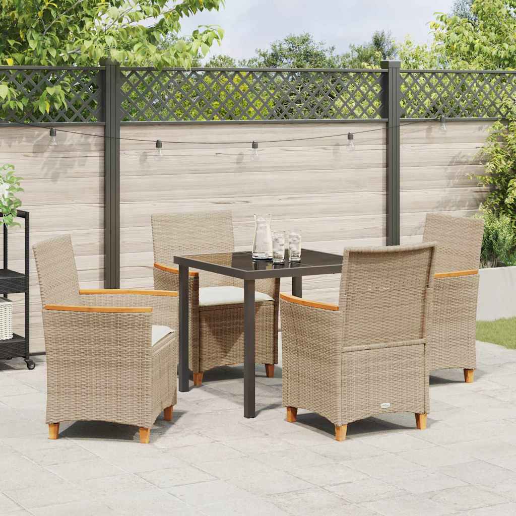 Set da Pranzo per Giardino 5 pcs Beige polyrattan - homemem39