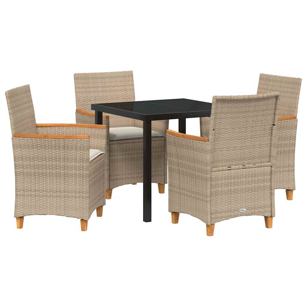 Set da Pranzo per Giardino 5 pcs Beige polyrattan - homemem39