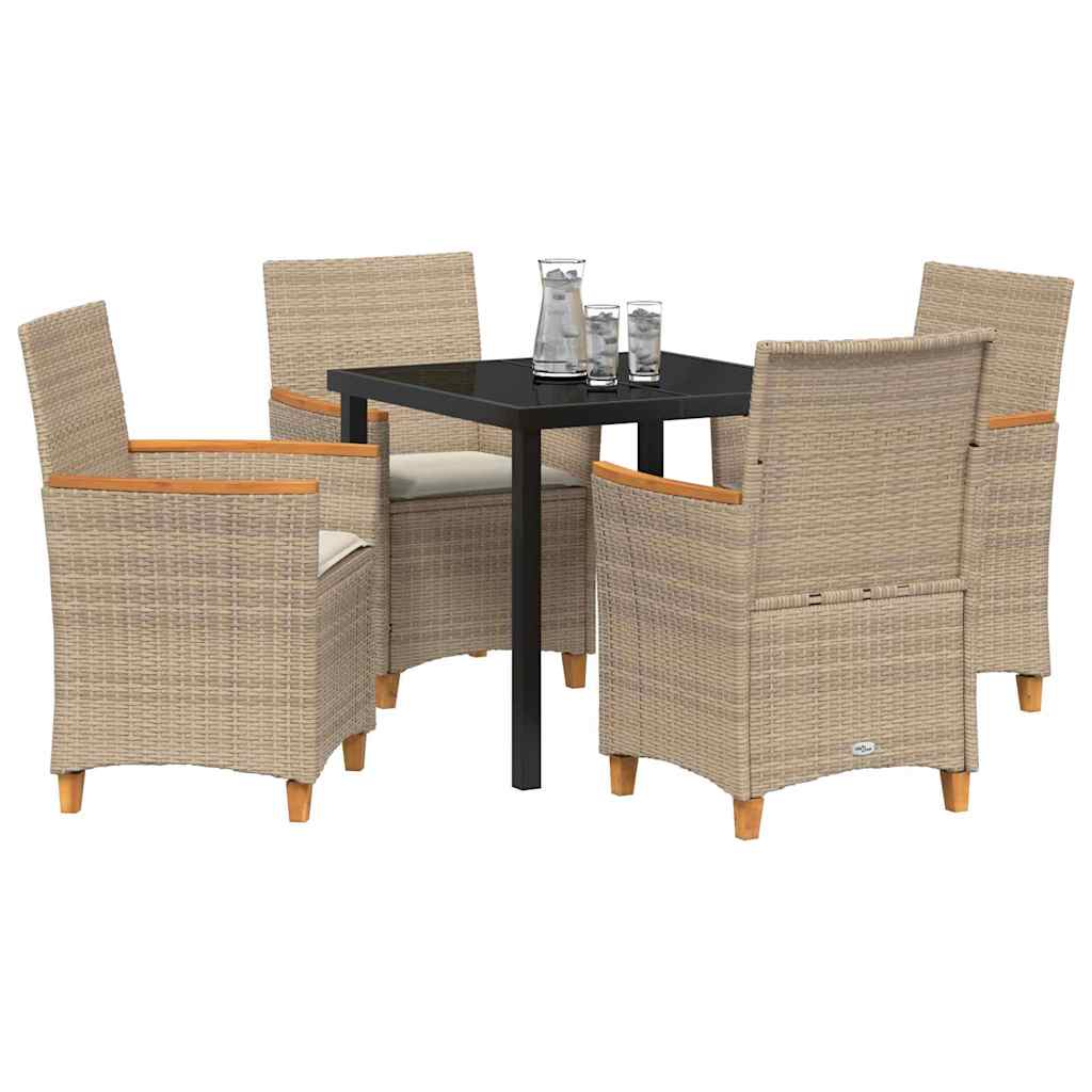 Set da Pranzo per Giardino 5 pcs Beige polyrattan - homemem39