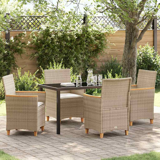 Set da Pranzo per Giardino 5 pcs Beige polyrattan - homemem39