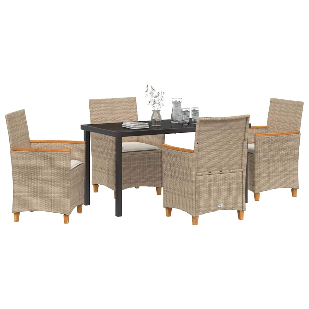 Set da Pranzo per Giardino 5 pcs Beige polyrattan - homemem39