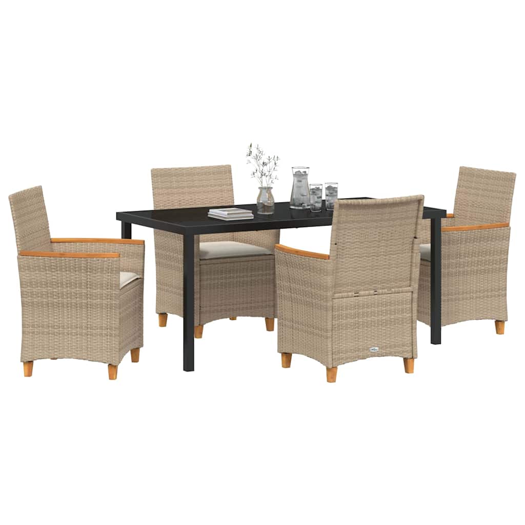 Set da Pranzo per Giardino 5 pcs Beige polyrattan - homemem39