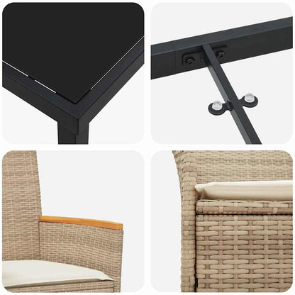 Set da Pranzo per Giardino 7 pcs Beige polyrattan - homemem39