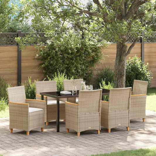 Set da Pranzo per Giardino 7 pcs Beige polyrattan - homemem39