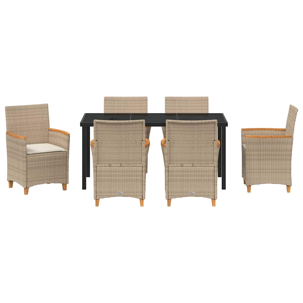 Set da Pranzo per Giardino 7 pcs Beige polyrattan - homemem39