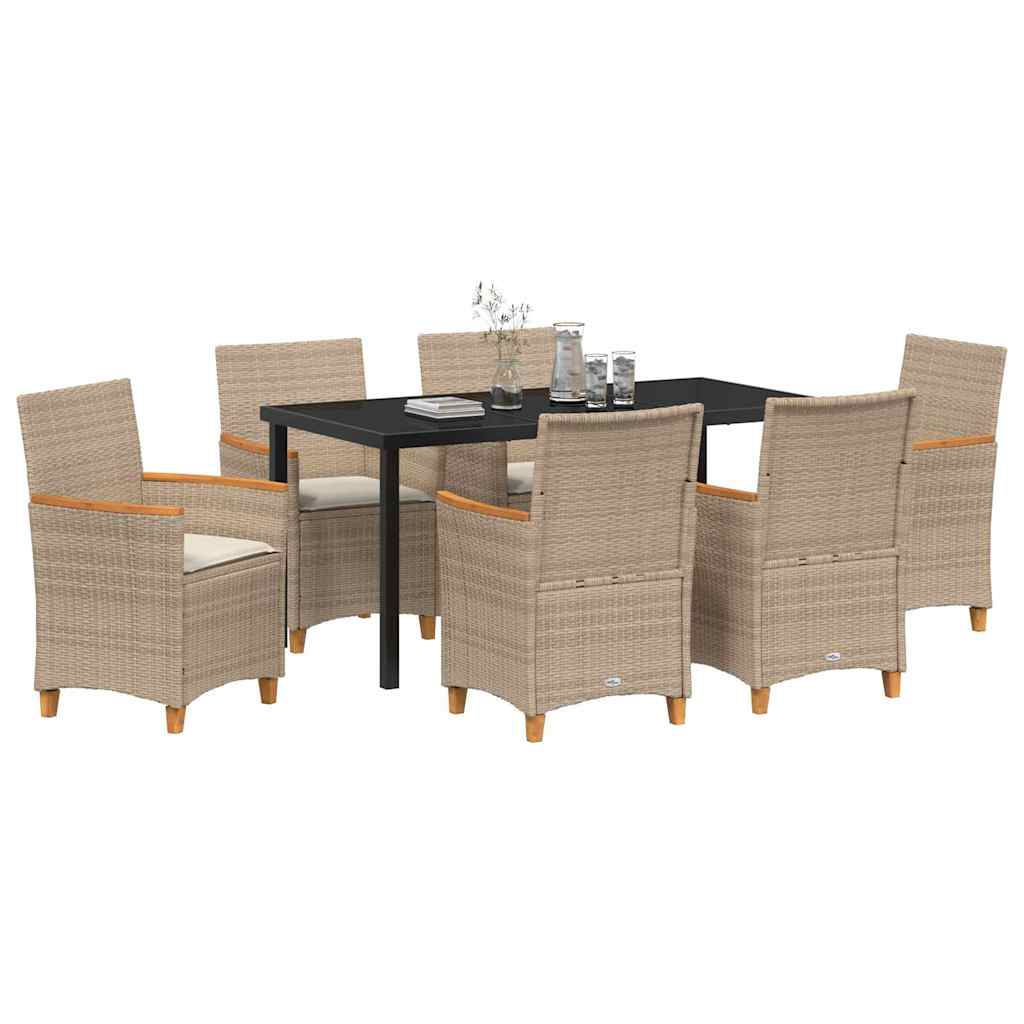Set da Pranzo per Giardino 7 pcs Beige polyrattan - homemem39