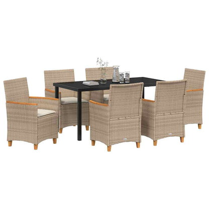 Set da Pranzo per Giardino 7 pcs Beige polyrattan - homemem39