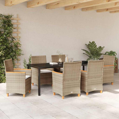 Set da Pranzo per Giardino 7 pcs Beige polyrattan | homemem39