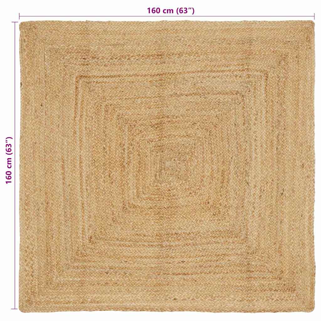 Tappeto da Area Beige 160 x 160 cm Juta