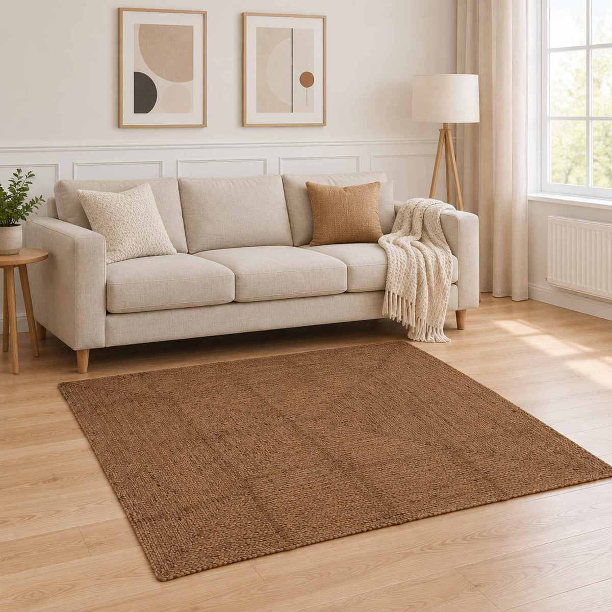 Tappeto da Area Grigio 160 x 160 cm Juta