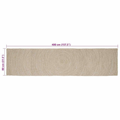 Tappeto Naturale e Bianco 80 x 400 cm Juta