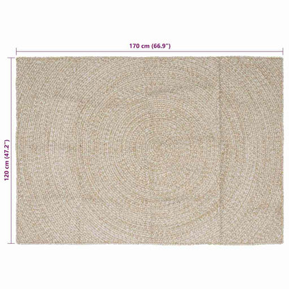 Tappeto Naturale e Bianco 120 x 170 cm Juta
