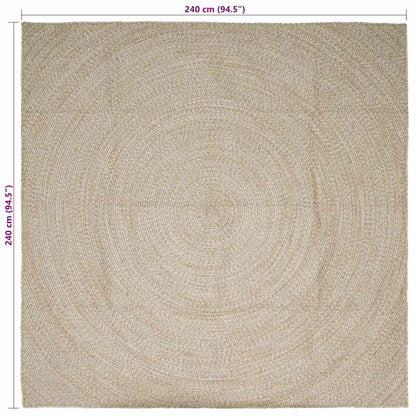 Tappeto Naturale e Bianco 240 x 240 cm Juta