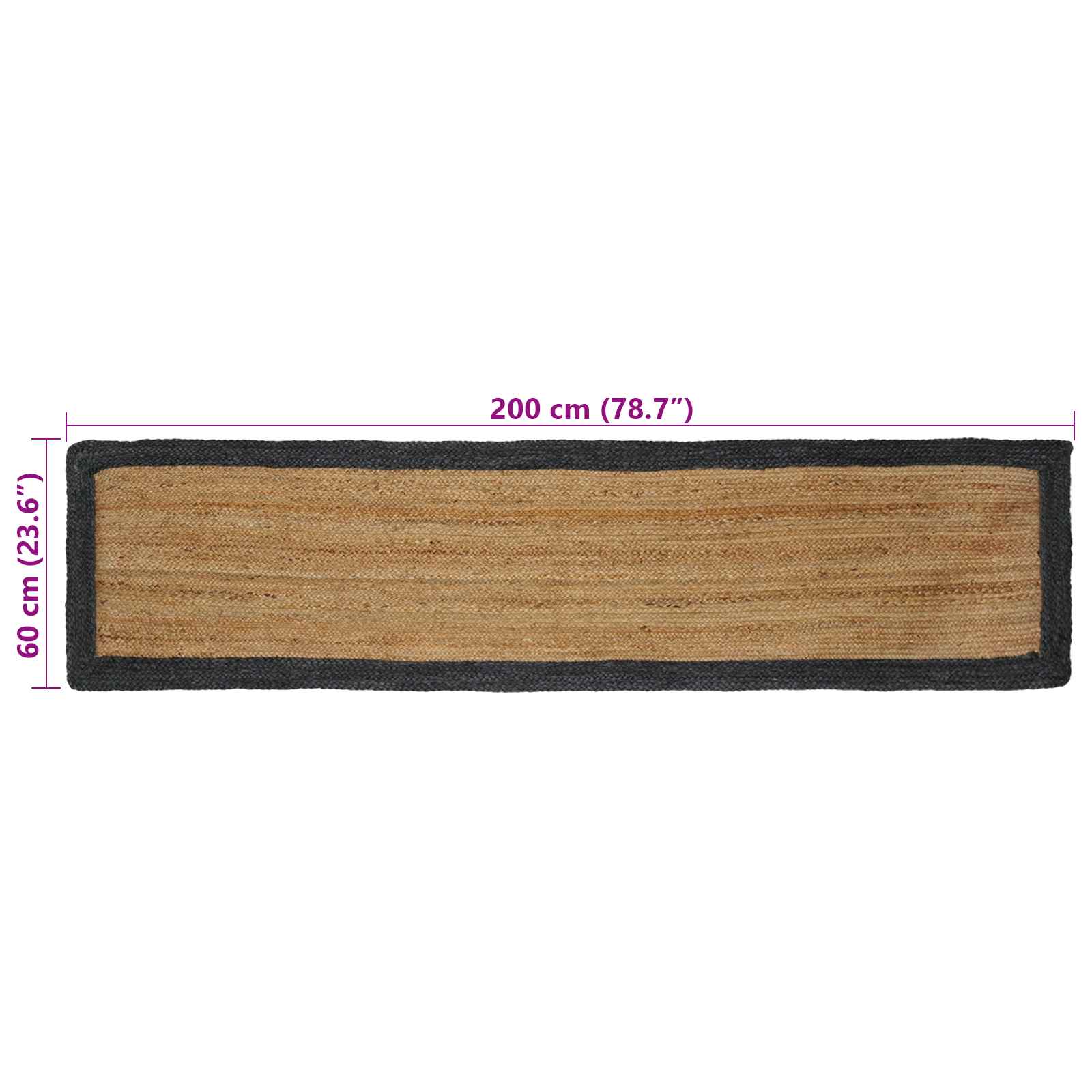 Tappeti per area Naturale e Grigio Scuro 60 x 200 cm Juta | homemem39