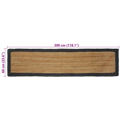 Tappeti per area Naturale e Grigio Scuro 60 x 300 cm Juta | homemem39