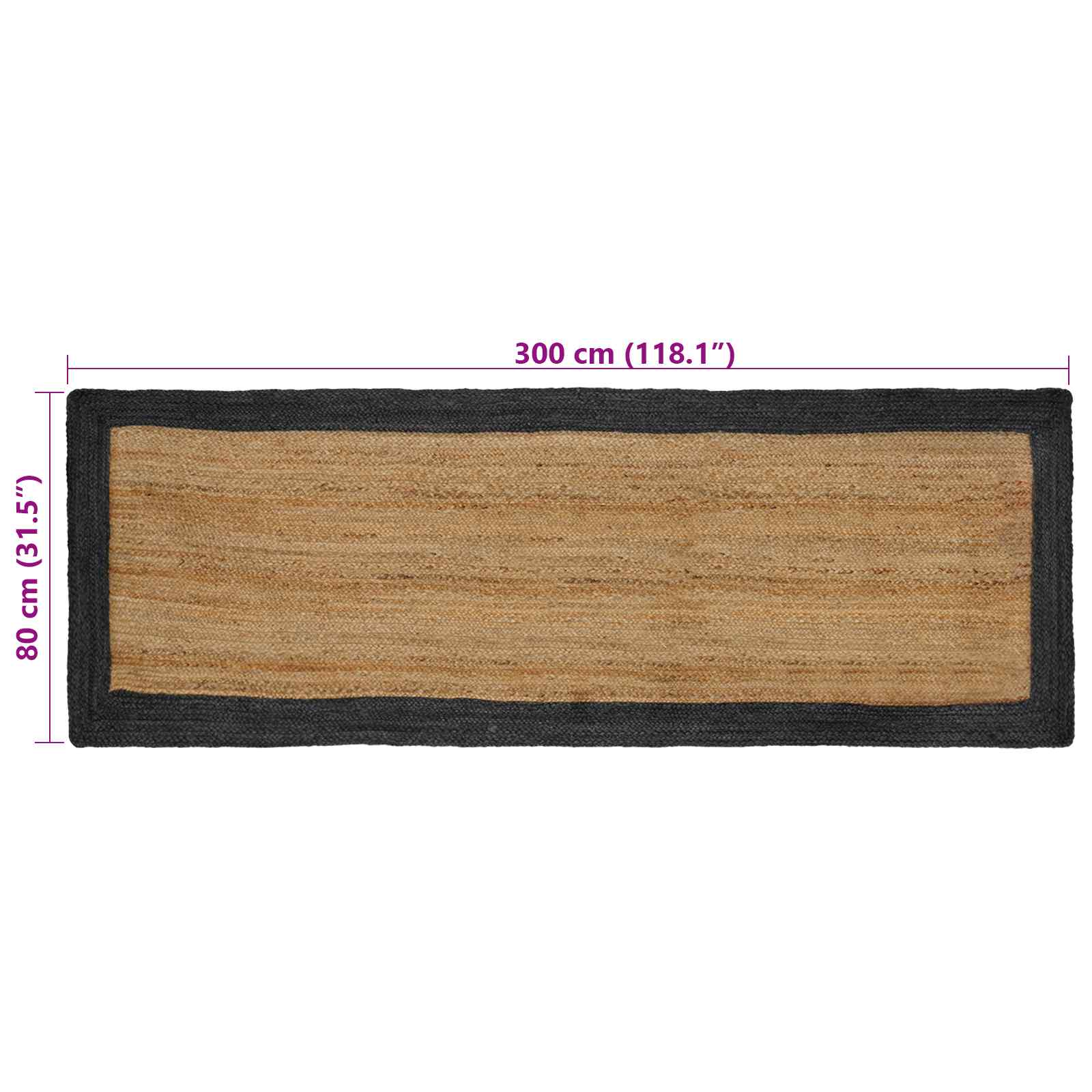 Tappeti per area Naturale e Grigio Scuro 80 x 300 cm Juta | homemem39