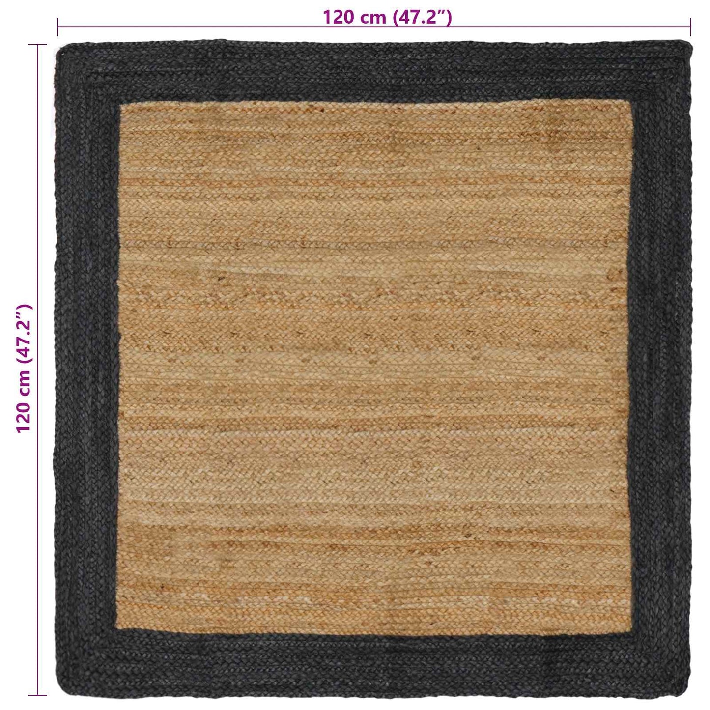 Tappeti per area Naturale e Grigio Scuro 120 x 120 cm Juta | homemem39