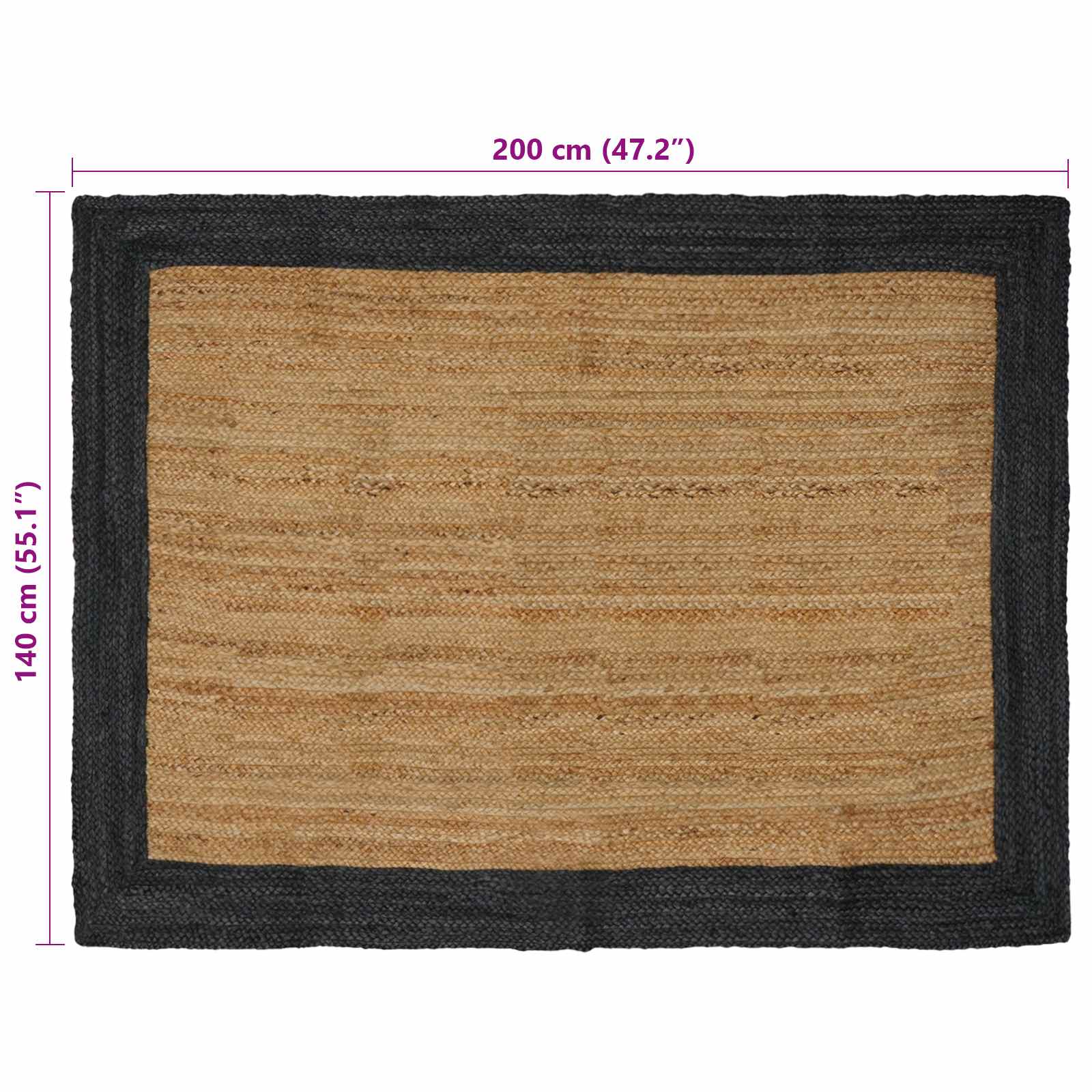 Tappeti per area Naturale e Grigio Scuro 140 x 200 cm Juta | homemem39