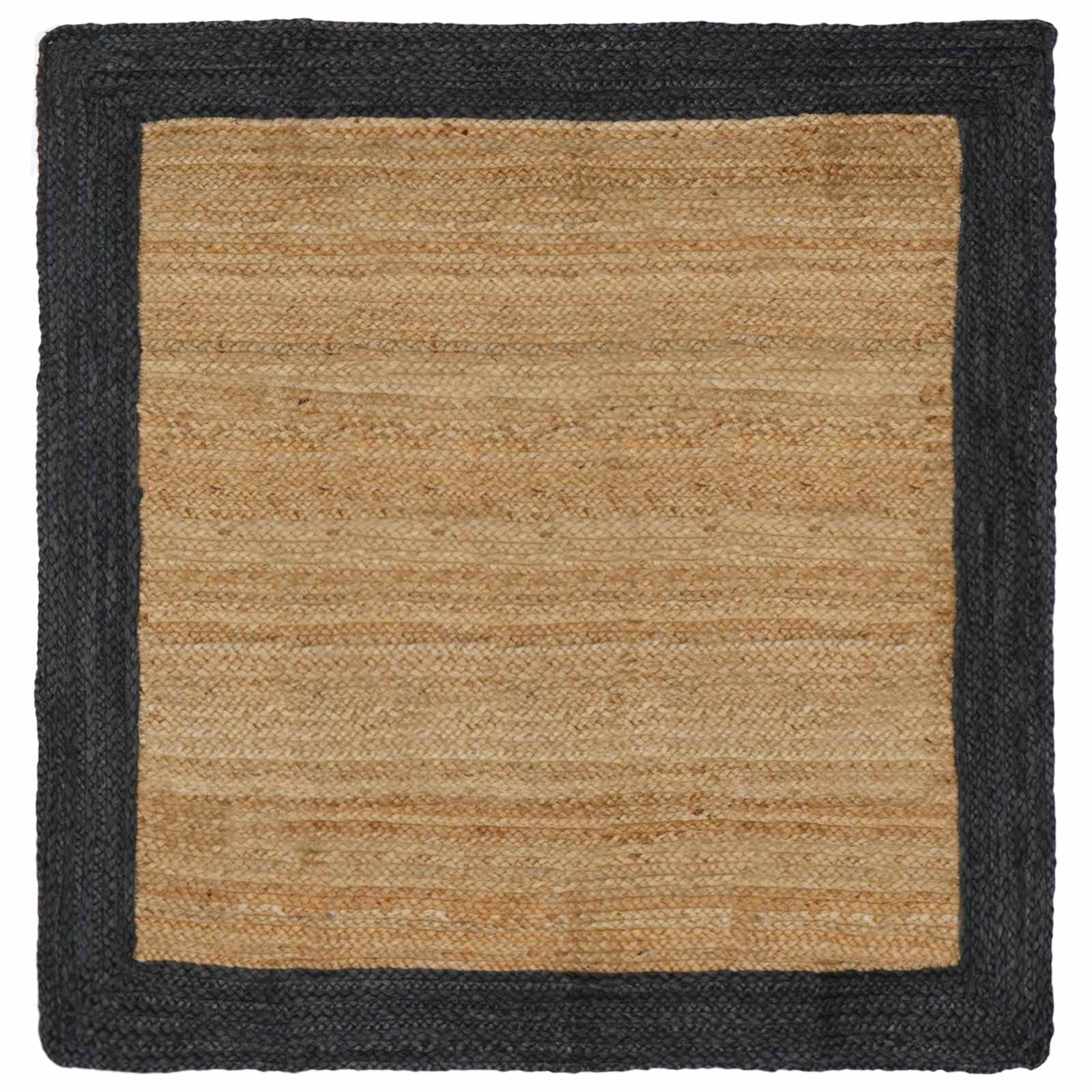 Tappeti per area Naturale e Grigio Scuro 160 x 160 cm Juta | homemem39