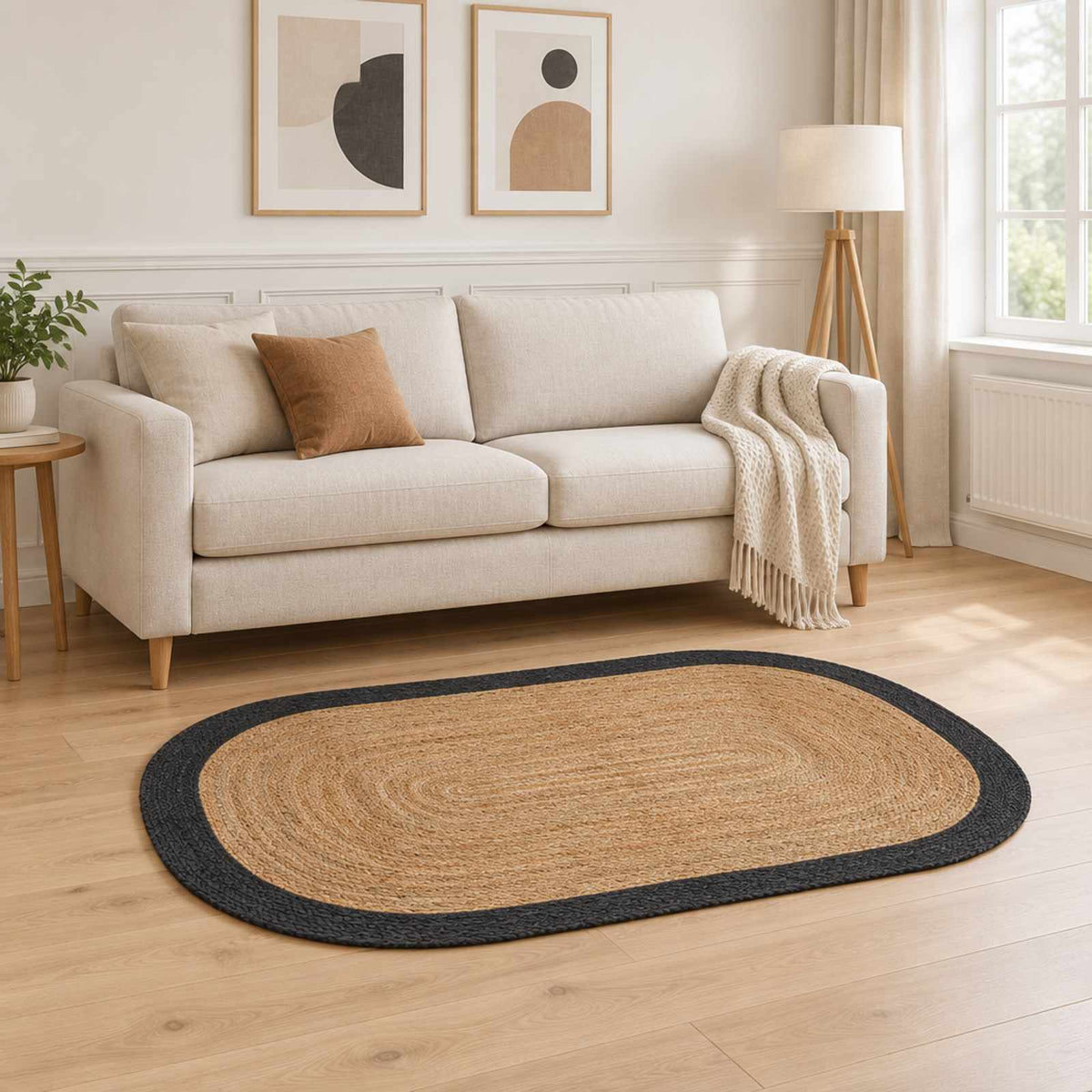Tappeto da Area Grigio Scuro 100 x 152 cm Juta