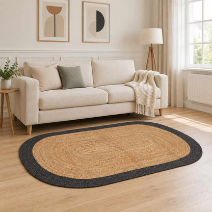Tappeto da Area Grigio Scuro 122 x 183 cm Juta