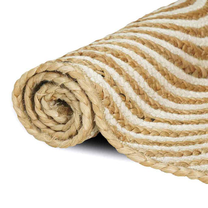 Tappeto Naturale e Bianco 60 x 110 cm Juta