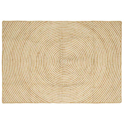 Tappeto Naturale e Bianco 140 x 200 cm Juta