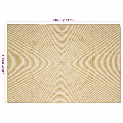 Tappeto Naturale e Bianco 240 x 340 cm Juta