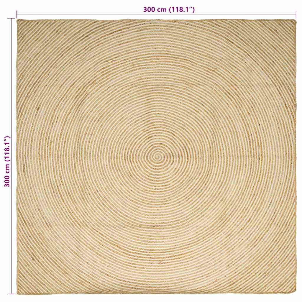 Tappeto Naturale e Bianco 300 x 300 cm Juta