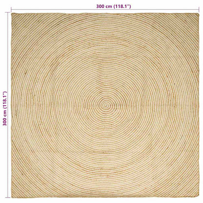 Tappeto Naturale e Bianco 300 x 300 cm Juta