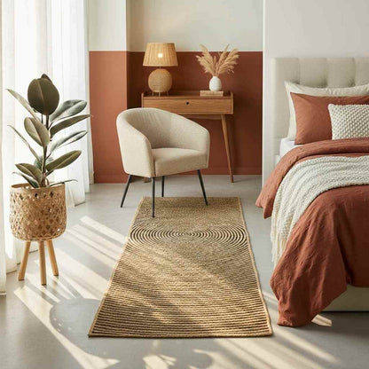 Tappeto Naturale e Nero 60 x 250 cm Juta