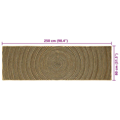 Tappeto Naturale e Nero 80 x 250 cm Juta