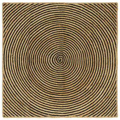Tappeto Naturale e Nero 120 x 120 cm Juta